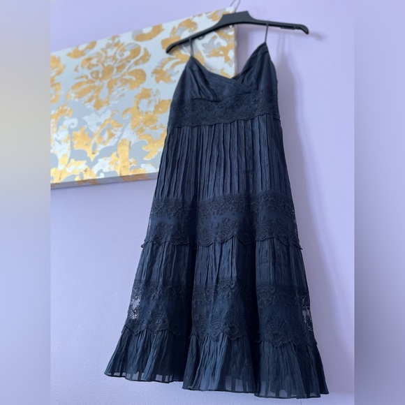 Ann Taylor Dresses & Skirts - 𝅺Ann Taylor Size 4 petite Navy Blue Lace Pleated Maxi Dress